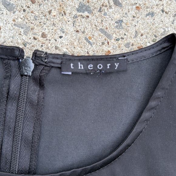 Theory Brynne “New Tuxedo” Black Satin Sleeveless Shift Dress Size 6 - Picture 3 of 15